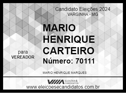 Candidato MARIO HENRIQUE CARTEIRO 2024 - VARGINHA - Eleições