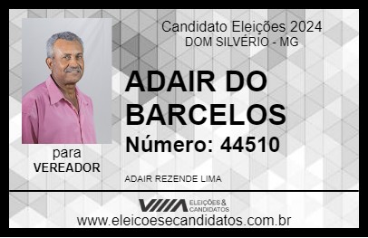 Candidato ADAIR DO BARCELOS 2024 - DOM SILVÉRIO - Eleições