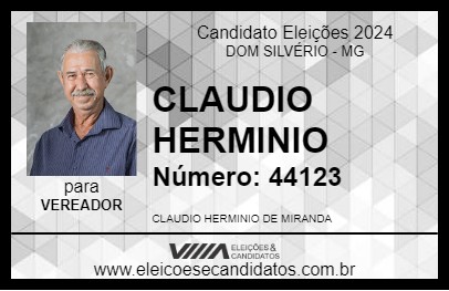 Candidato CLAUDIO HERMINIO 2024 - DOM SILVÉRIO - Eleições