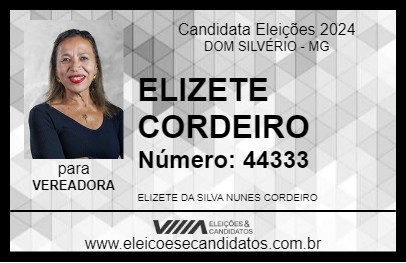 Candidato ELIZETE CORDEIRO 2024 - DOM SILVÉRIO - Eleições