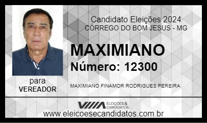 Candidato MAXIMIANO 2024 - CÓRREGO DO BOM JESUS - Eleições