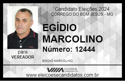 Candidato EGÍDIO MARCOLINO 2024 - CÓRREGO DO BOM JESUS - Eleições