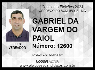 Candidato GABRIEL DA VARGEM DO PAIOL 2024 - CÓRREGO DO BOM JESUS - Eleições