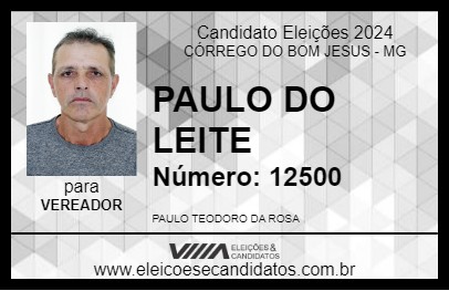 Candidato PAULO DO LEITE 2024 - CÓRREGO DO BOM JESUS - Eleições