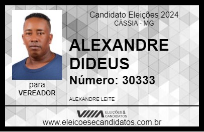 Candidato ALEXANDRE DIDEUS 2024 - CÁSSIA - Eleições