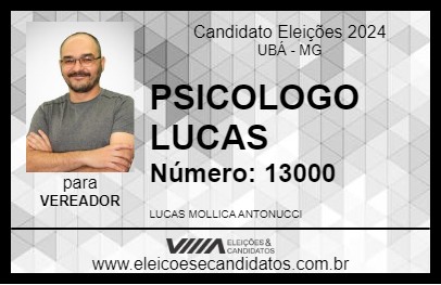 Candidato PSICOLOGO LUCAS 2024 - UBÁ - Eleições