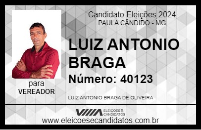 Candidato LUIZ ANTONIO BRAGA 2024 - PAULA CÂNDIDO - Eleições