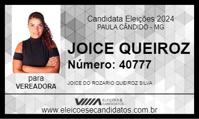 Candidato JOICE QUEIROZ 2024 - PAULA CÂNDIDO - Eleições