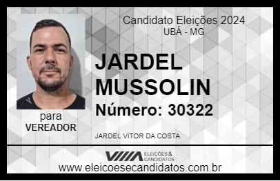 Candidato JARDEL MUSSOLIN 2024 - UBÁ - Eleições