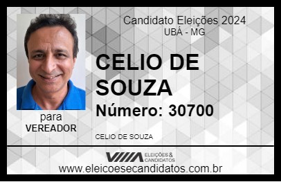 Candidato CELIO DE SOUZA 2024 - UBÁ - Eleições