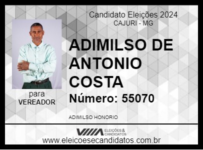 Candidato ADIMILSO DE ANTONIO COSTA 2024 - CAJURI - Eleições