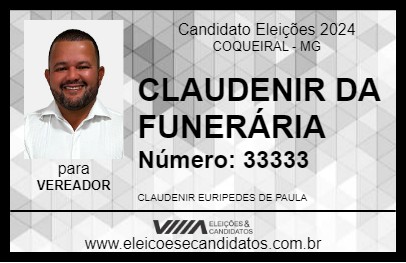 Candidato CLAUDENIR DA FUNERÁRIA 2024 - COQUEIRAL - Eleições