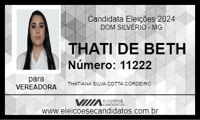 Candidato THATI DE BETH 2024 - DOM SILVÉRIO - Eleições