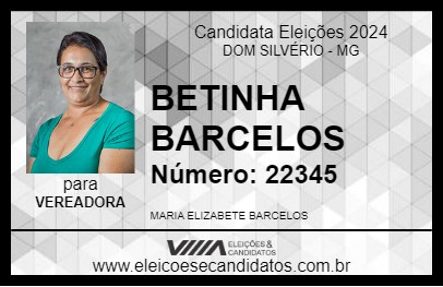 Candidato BETINHA BARCELOS 2024 - DOM SILVÉRIO - Eleições