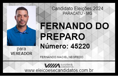 Candidato FERNANDO DO PREPARO 2024 - PARACATU - Eleições