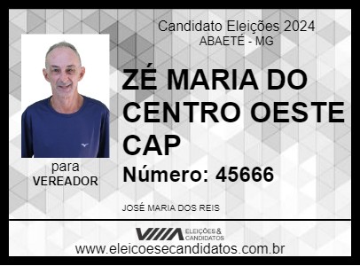 Candidato ZÉ MARIA DO CENTRO OESTE CAP 2024 - ABAETÉ - Eleições