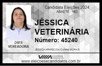 Candidato JÉSSICA VETERINÁRIA 2024 - ABAETÉ - Eleições