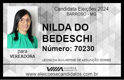 Candidato NILDA DO BEDESCHI 2024 - BARROSO - Eleições