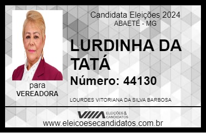 Candidato LURDINHA DA TATÁ 2024 - ABAETÉ - Eleições