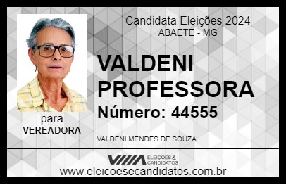 Candidato VALDENI PROFESSORA 2024 - ABAETÉ - Eleições