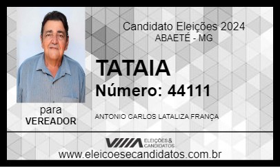 Candidato TATAIA 2024 - ABAETÉ - Eleições