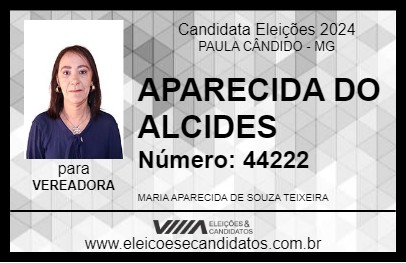 Candidato APARECIDA DO ALCIDES 2024 - PAULA CÂNDIDO - Eleições