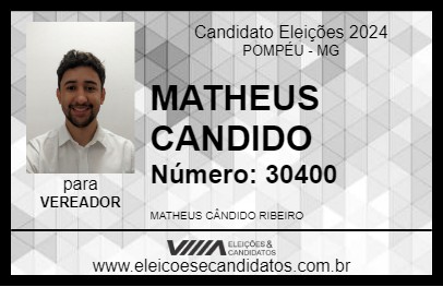 Candidato MATHEUS CANDIDO 2024 - POMPÉU - Eleições