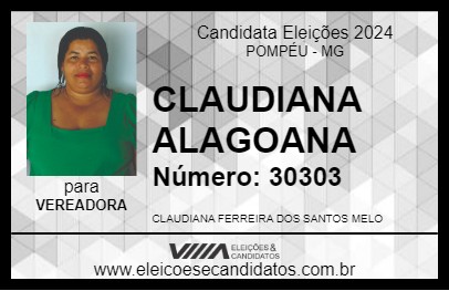 Candidato CLAUDIANA ALAGOANA 2024 - POMPÉU - Eleições