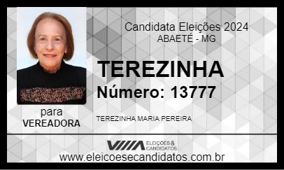 Candidato TEREZINHA 2024 - ABAETÉ - Eleições