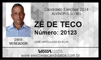 Candidato ZÉ DE TECO 2024 - ALVINÓPOLIS - Eleições