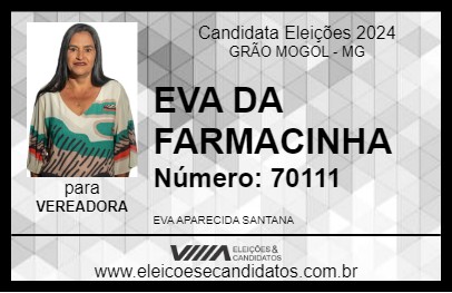 Candidato EVA DA FARMACINHA 2024 - GRÃO MOGOL - Eleições