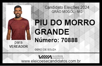 Candidato PIU DO MORRO GRANDE 2024 - GRÃO MOGOL - Eleições