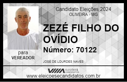 Candidato ZEZÉ FILHO DO OVÍDIO 2024 - OLIVEIRA - Eleições