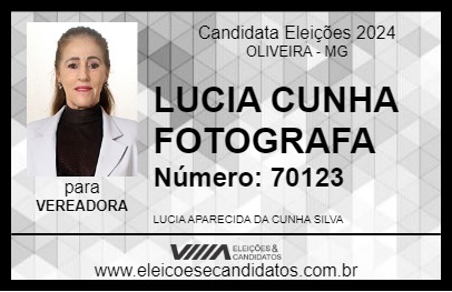 Candidato LUCIA CUNHA FOTOGRAFA 2024 - OLIVEIRA - Eleições