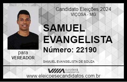 Candidato SAMUEL EVANGELISTA 2024 - VIÇOSA - Eleições