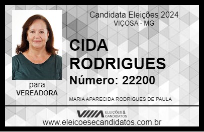 Candidato CIDA RODRIGUES 2024 - VIÇOSA - Eleições