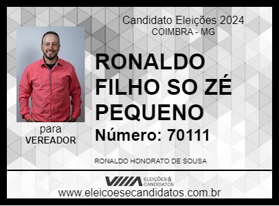 Candidato RONALDO FILHO DO ZÉ PEQUENO 2024 - COIMBRA - Eleições