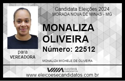 Candidato MONALIZA OLIVEIRA 2024 - MORADA NOVA DE MINAS - Eleições