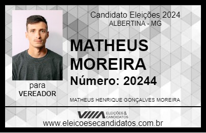 Candidato MATHEUS MOREIRA 2024 - ALBERTINA - Eleições