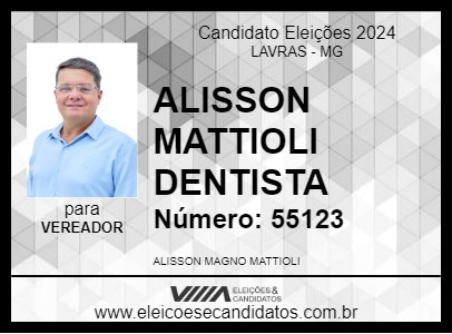 Candidato ALISSON MATTIOLI   DENTISTA   2024 - LAVRAS - Eleições