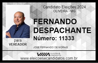 Candidato FERNANDO DESPACHANTE 2024 - OLIVEIRA - Eleições