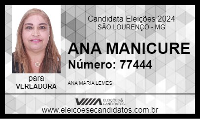 Candidato ANA MANICURE 2024 - SÃO LOURENÇO - Eleições