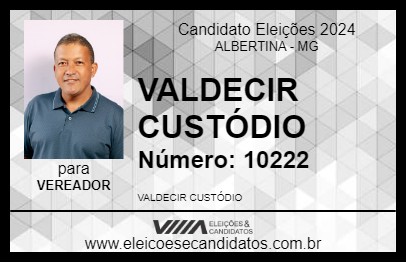 Candidato VALDECIR CUSTÓDIO 2024 - ALBERTINA - Eleições