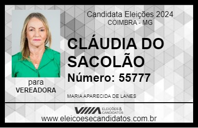 Candidato CLÁUDIA DO SACOLÃO 2024 - COIMBRA - Eleições