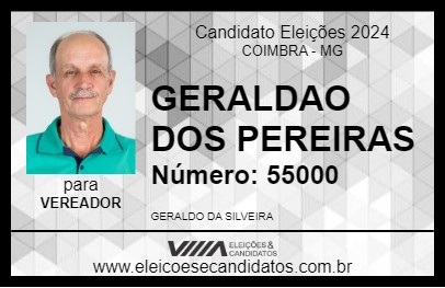 Candidato GERALDAO DOS PEREIRAS 2024 - COIMBRA - Eleições