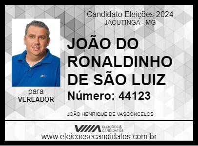 Candidato JOÃO DO RONALDINHO DE SÃO LUIZ 2024 - JACUTINGA - Eleições