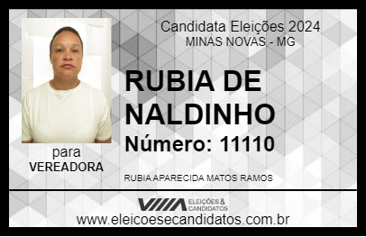 Candidato RUBIA DE NALDINHO 2024 - MINAS NOVAS - Eleições