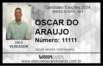 Candidato OSCAR DO ARAUJO 2024 - MINAS NOVAS - Eleições