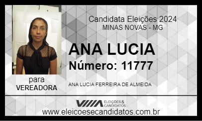 Candidato ANA LUCIA 2024 - MINAS NOVAS - Eleições