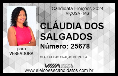 Candidato CLÁUDIA DOS SALGADOS 2024 - VIÇOSA - Eleições